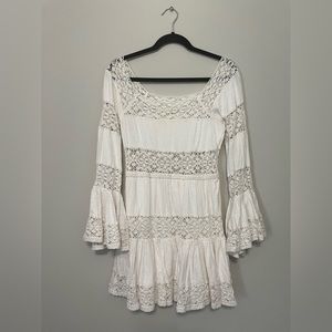 Free People
M(8) Bohemian, summer, mini dress, white lace, cutouts